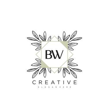 BW İlk Harf Harfi Logo Şablon Vektörü premium vektörü