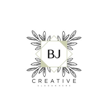 BJ İlk Harf Harfi Logo Şablon Vektörü Premium Vektörü