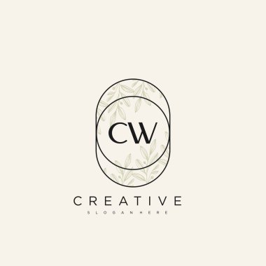 CW İlk Harf Harfi Logo Şablon Vektörü Premium Vektörü