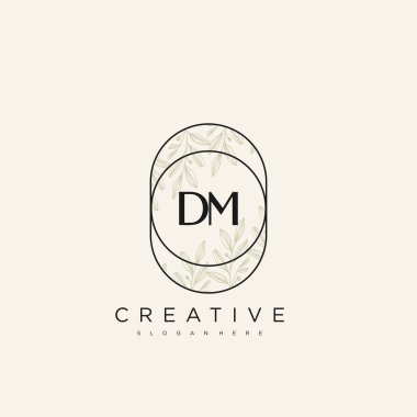 DM İlk Harf Harfi Logo Şablon Vektör Premium Vektörü