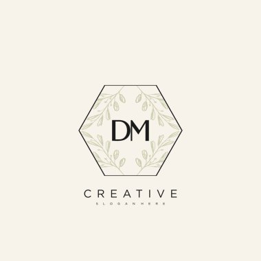 DM İlk Harf Harfi Logo Şablon Vektör Premium Vektörü