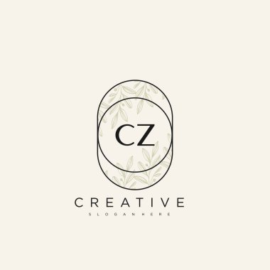 CZ İlk Harf Harfi Logo Şablonu Vektör prim vektörü
