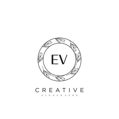 EV İlk Harf Harfi Logo Şablon Vektörü Premium Vektörü