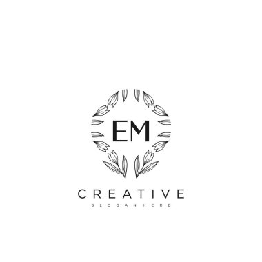 EM İlk Harf Harfi Logo Şablon Vektörü Premium Vektörü