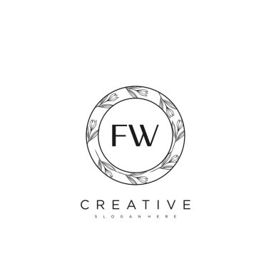 FW İlk Harf Harfi Logo Şablonu Vektör prim vektörü