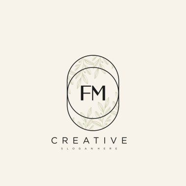 FM İlk Harf Harfi Logo Şablonu Vektör prim vektörü