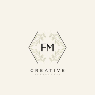 FM İlk Harf Harfi Logo Şablonu Vektör prim vektörü