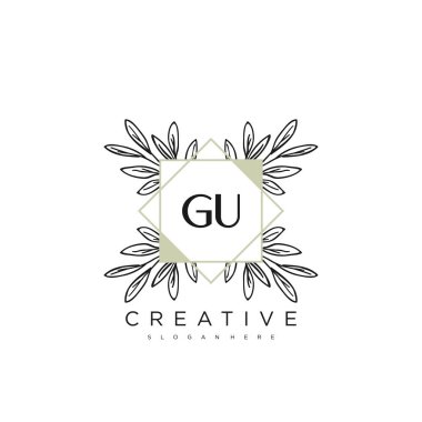 GU İlk Harf Harfi Logo Şablon Vektörü Premium Vektörü