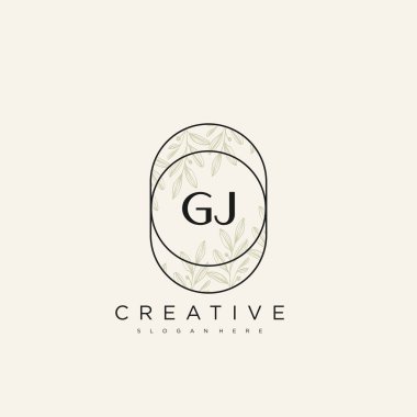 GJ İlk Harf Harfi Logo Şablonu Vektör prim vektörü