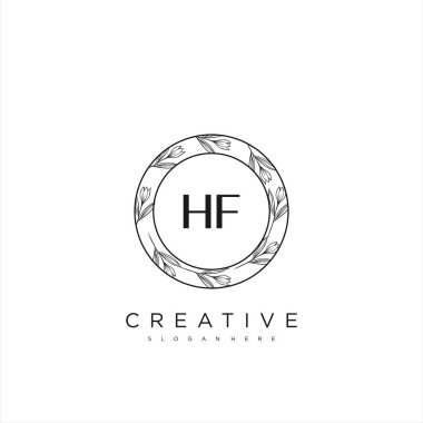 HF İlk Harf Harfi Logo Şablonu Vektör prim vektörü