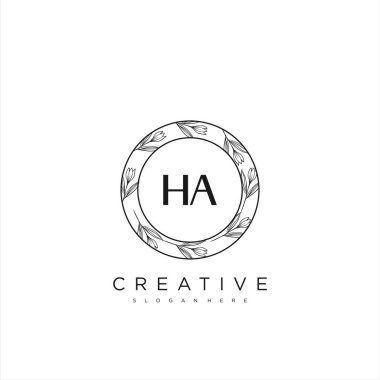 HA İlk Harf Harfi Logo Şablon Vektörü Premium Vektörü