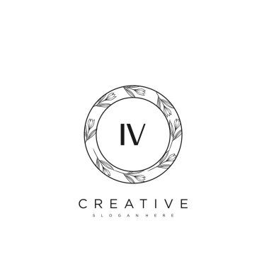 IV İlk Harf Harfi Logo Şablonu Vektör prim vektörü