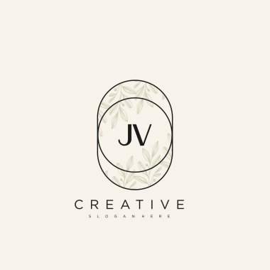 JV İlk Harf Harfi Logo Şablonu Vektör prim vektörü