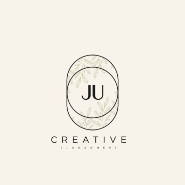JU İlk Harf Harfi Logo Şablonu Vektör prim vektörü