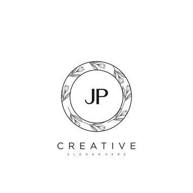 JP İlk Harf Harfi Logo Şablonu Vektör prim vektörü