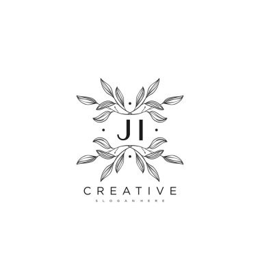 JI İlk Harf Harfi Logo Şablonu Vektör prim vektörü