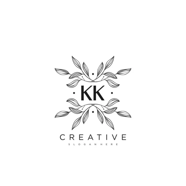 Kk初期の手紙の花のロゴテンプレートベクトル — ストックベクタ