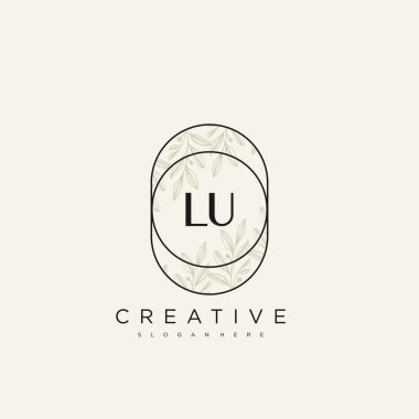 LU İlk Harf Harfi Logo Şablon Vektör Premium Vektörü