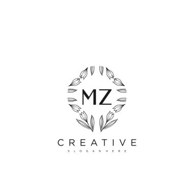 MZ İlk Harf Harfi Logo Şablon Vektörü Premium Vektörü
