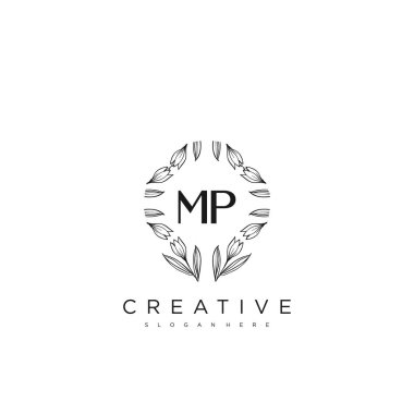 MP İlk Harf Harfi Logo Şablonu Vektör prim vektörü