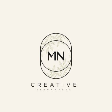MN İlk Harf Harfi Logo Şablon Vektörü Premium Vektörü