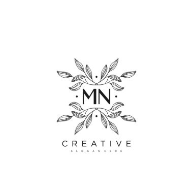 MN İlk Harf Harfi Logo Şablon Vektörü Premium Vektörü