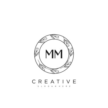 MM İlk Harf Harfi Logo Şablon Vektörü Premium Vektörü