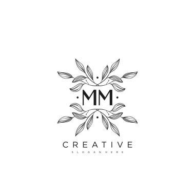 MM İlk Harf Harfi Logo Şablon Vektörü Premium Vektörü