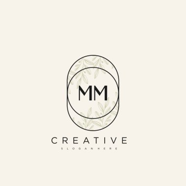 MM İlk Harf Harfi Logo Şablon Vektörü Premium Vektörü