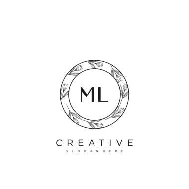 ML Başlangıç Harfi Harfi Logo Şablon Vektörü premium vektörü