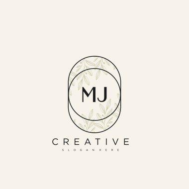 MJ İlk Harf Harfi Logo Şablon Vektörü Premium Vektörü