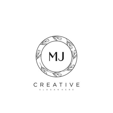 MJ İlk Harf Harfi Logo Şablon Vektörü Premium Vektörü
