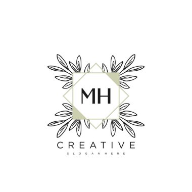 MH Başlangıç Harfi Harfi Logo Şablon Vektörü premium vektörü