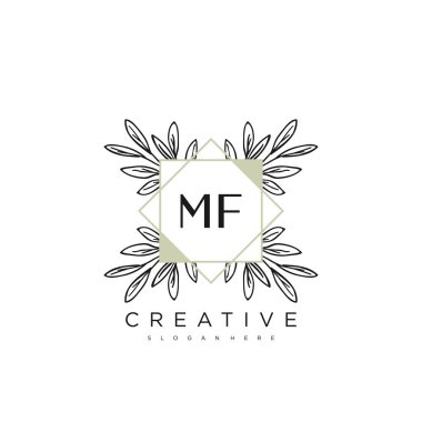 MF İlk Harf Harfi Logo Şablonu Vektör prim vektörü