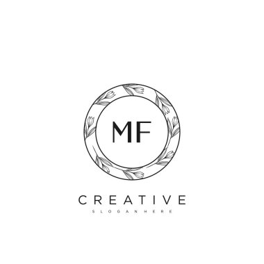 MF İlk Harf Harfi Logo Şablonu Vektör prim vektörü