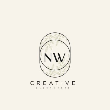 NW İlk Harf Harfi Logo Şablon Vektörü Premium Vektörü