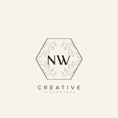 NW İlk Harf Harfi Logo Şablon Vektörü Premium Vektörü