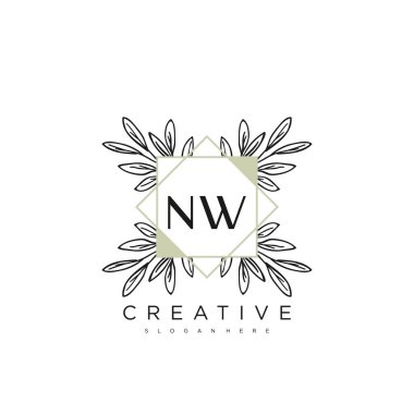NW İlk Harf Harfi Logo Şablon Vektörü Premium Vektörü