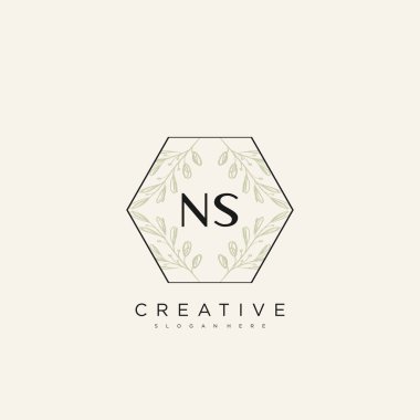 NS İlk Harf Harfi Logo Şablon Vektörü Premium Vektörü
