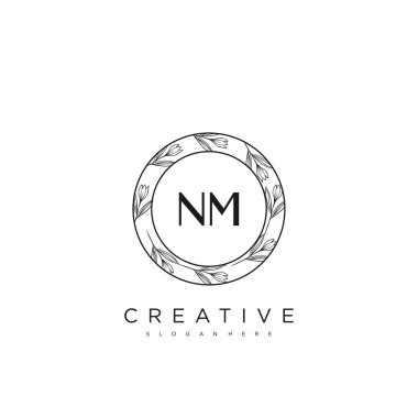 NM İlk Harf Harfi Logo Şablon Vektörü Premium Vektörü