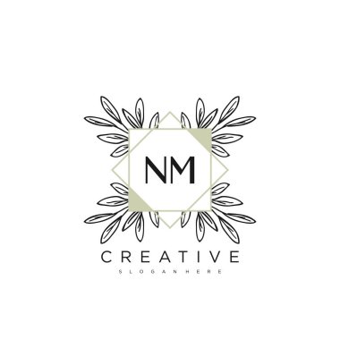 NM İlk Harf Harfi Logo Şablon Vektörü Premium Vektörü