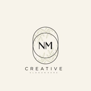 NM İlk Harf Harfi Logo Şablon Vektörü Premium Vektörü