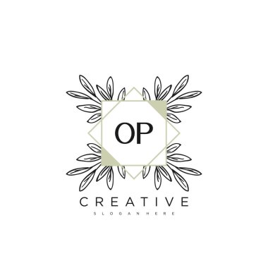 OP İlk Harf Harfi Logo Şablonu Vektör prim vektörü