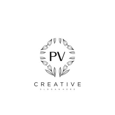 PV İlk Harf Harfi Logo Şablon Vektörü Premium Vektörü