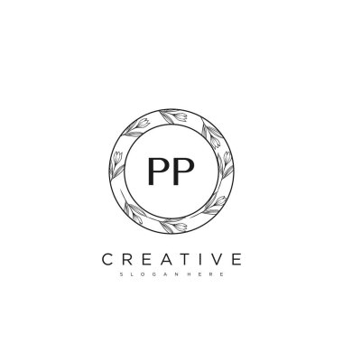 PP İlk Harf Harfi Logo Şablon Vektörü Premium Vektörü