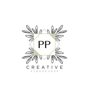 PP İlk Harf Harfi Logo Şablon Vektörü Premium Vektörü
