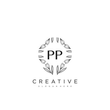 PP İlk Harf Harfi Logo Şablon Vektörü Premium Vektörü