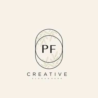 PF İlk Harf Harfi Logo Şablonu Vektör prim vektörü