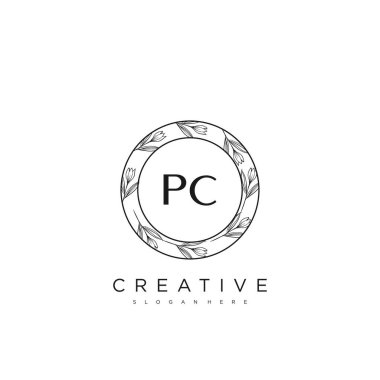 PC İlk Harf Harfi Logo Şablon Vektörü Premium Vektörü