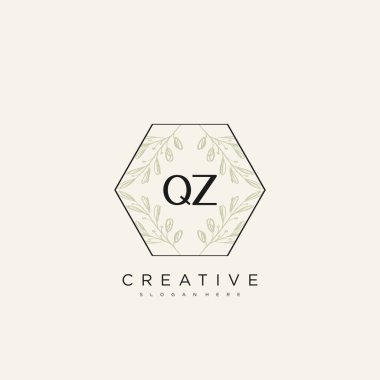 QZ İlk Harf Harfi Logo Şablon Vektörü premium vektörü